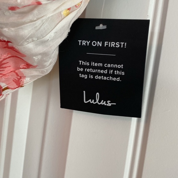 Lulus NWT Bouquet of Blooms Ivory Floral Print Clip Dot Mini Dress Size Small - Picture 7 of 16